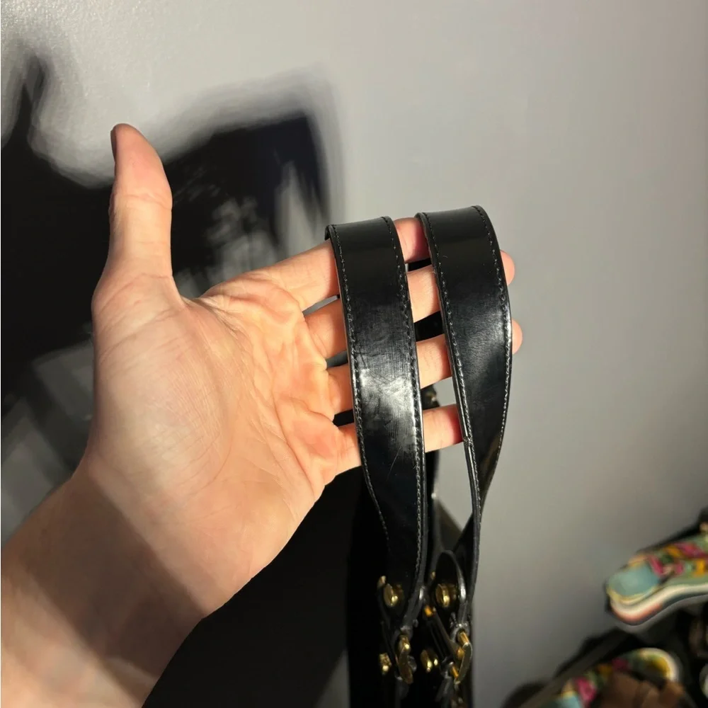 Tory Burch Bombe Black Patent Leather Tote